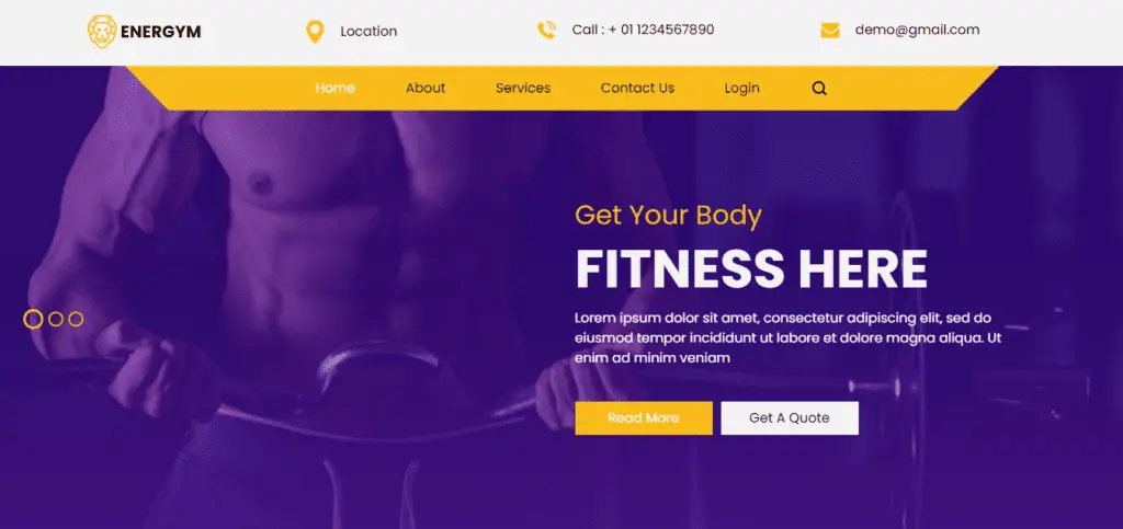 Free Fitness website template