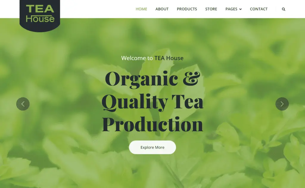 tea website template