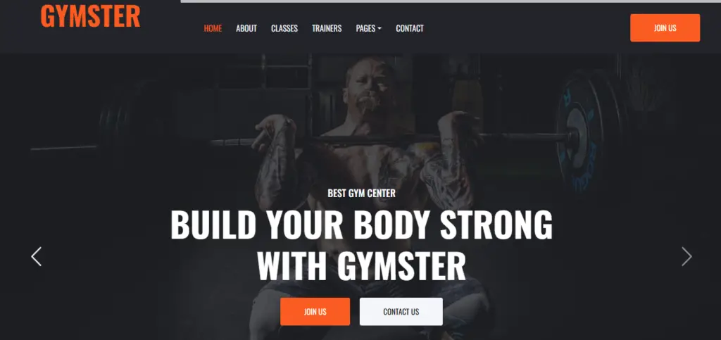 gymster website template