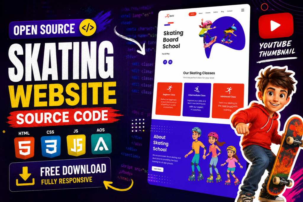 Free Skating Website Source Code | Responsive HTML CSS JavaScript Project