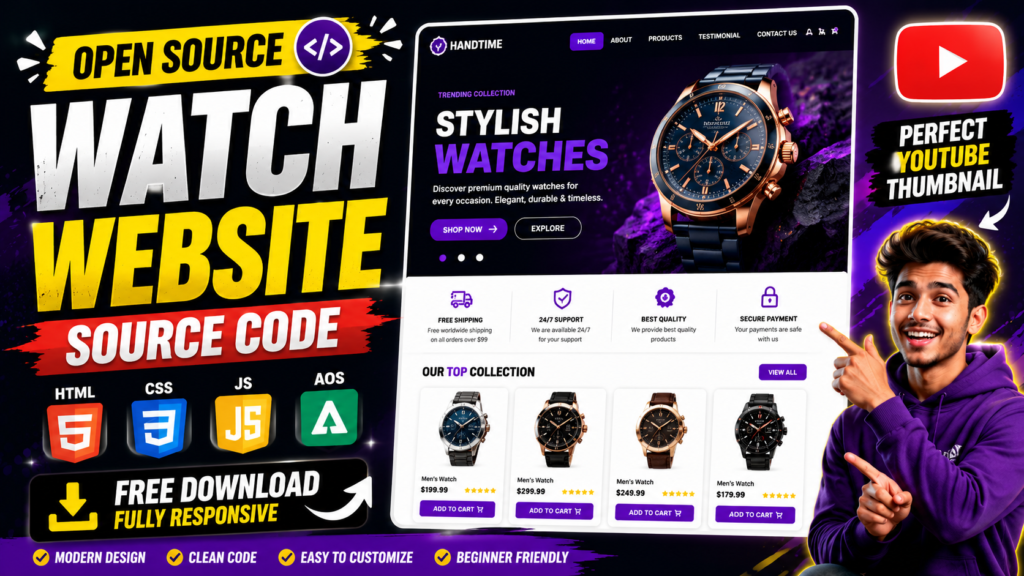 Handtime watches e-commerce project banner